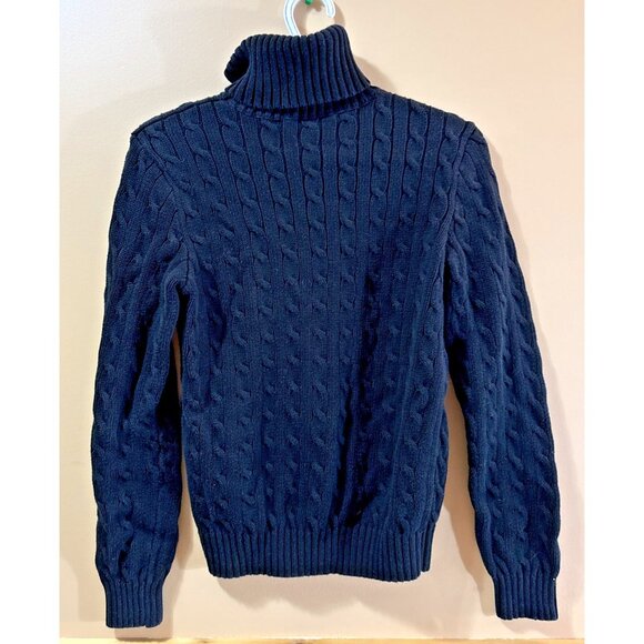 Ralph Lauren Sport Black Turtleneck Sweater L Cable Knit Pullover Purple Polo - Picture 5 of 11
